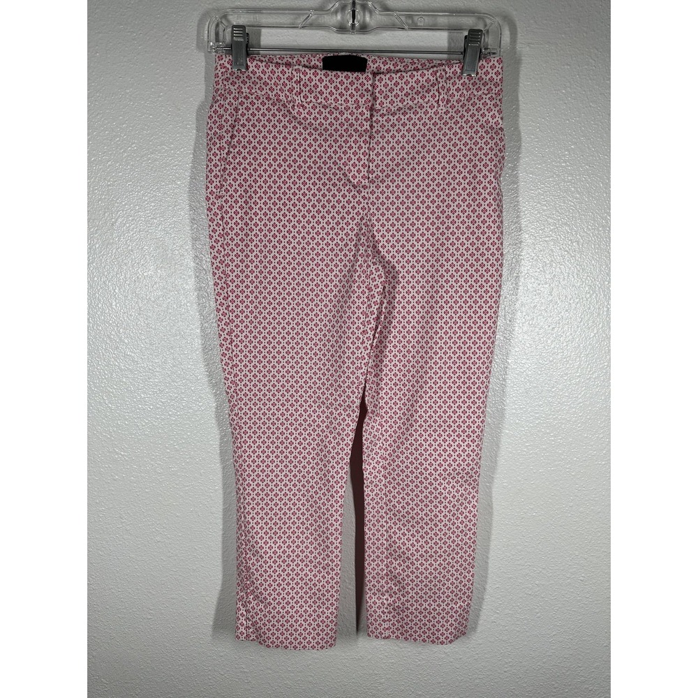 Cynthia Rowley Capri Pants Womens 4 Red Floral Print Straight Leg Crop Casual